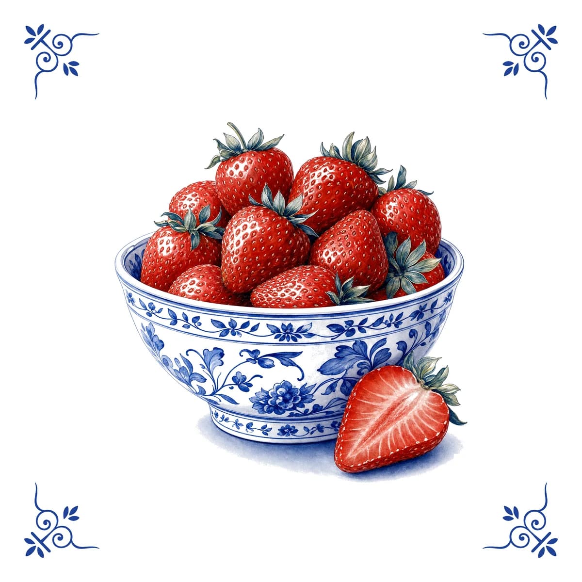 Strawberries – Delft blue tile