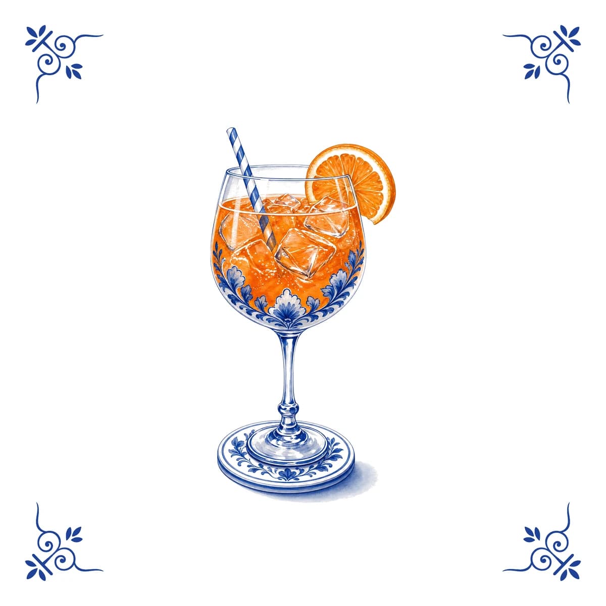 Aperol spritz – Delft blue tile