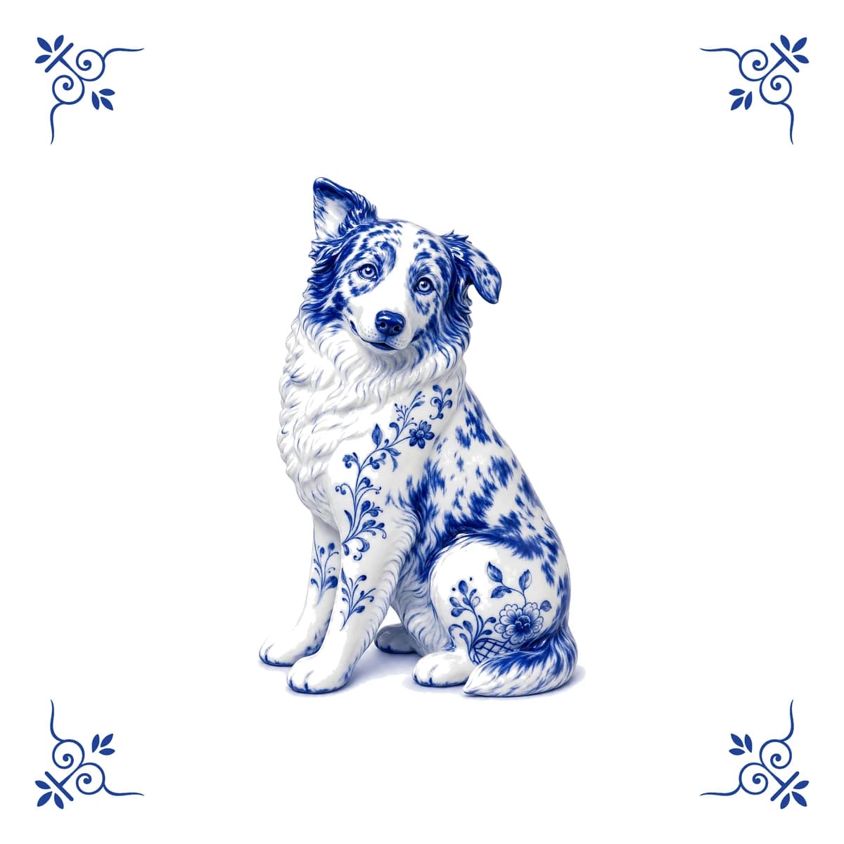 Australian shepherd – Delft blue tile